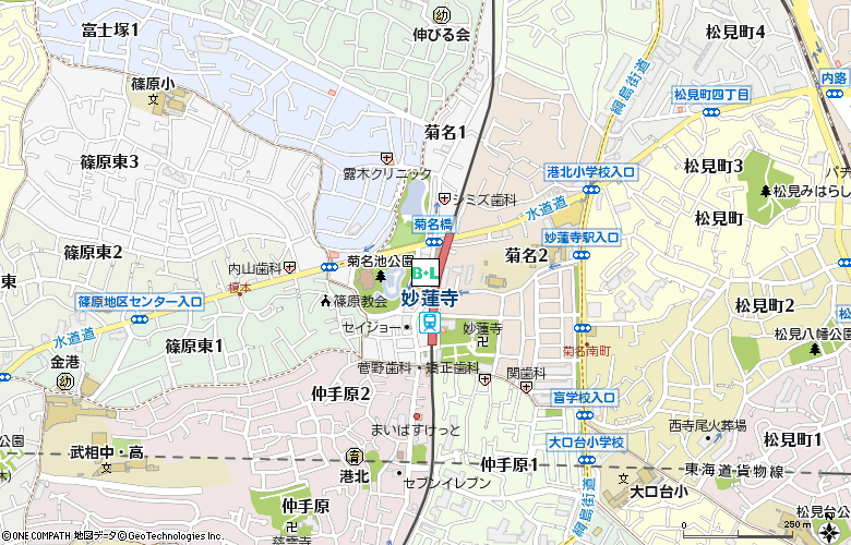 メガネストアー妙蓮寺店付近の地図
